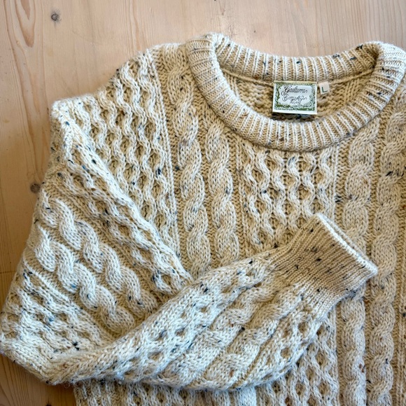 Pendleton Other - Gaeltarra Handloomed Wool Sweater Ireland Cream Cable Knit Size L Fisherman Men